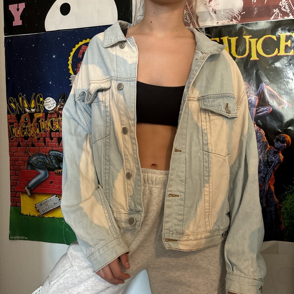 Blue and white Jean jacket from free people